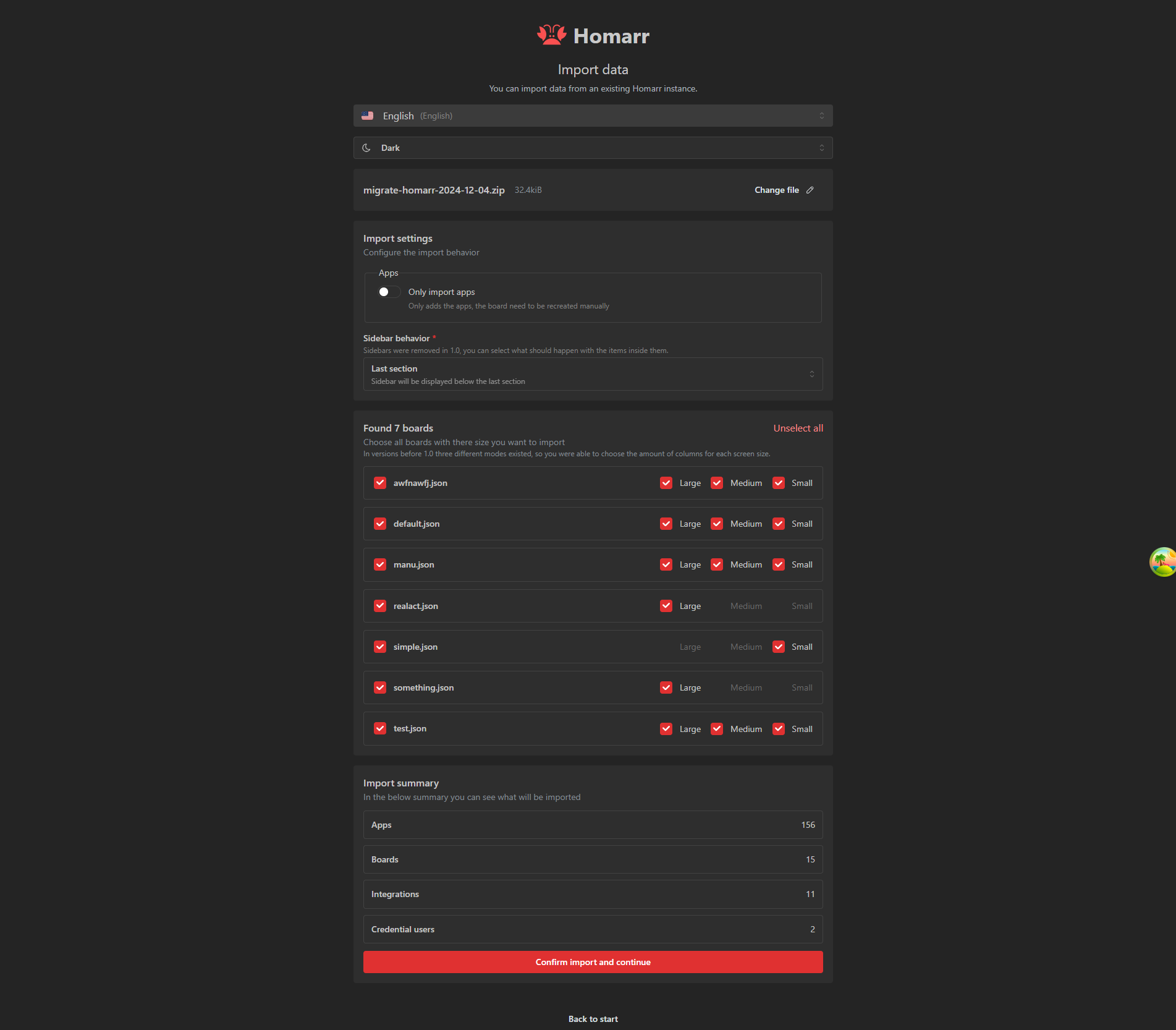 Onboarding import list